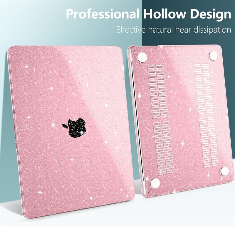DONGKE Compatible with MacBook Air 13.6 inch Case M4 M3 M2 2025 2024 2023 2022 A3240 A3113 A2681, Glitter Bling Plastic Hard Shell & Keyboard Cover for MacBook Air M4 13 inch Case, Sparkly Pink - Image 5